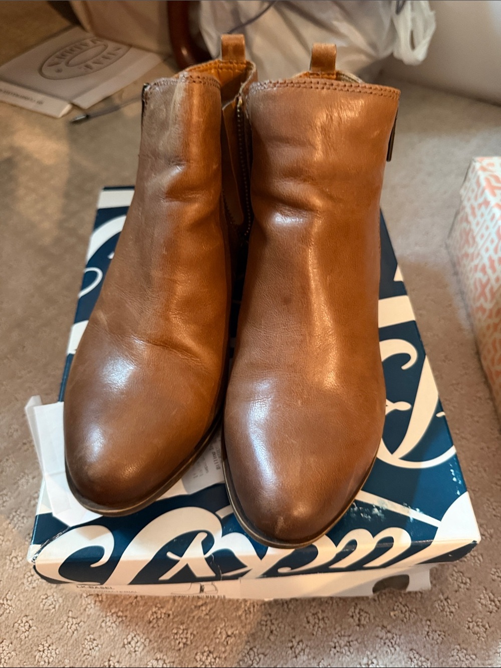 Lucky Brand Tan Leather Ankle Booties